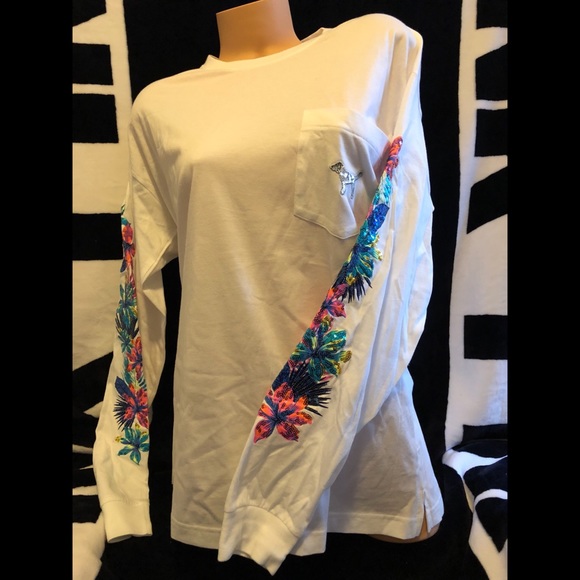 PINK Victoria's Secret Tops - Vs/pink bling Long Sleeve pocket tee